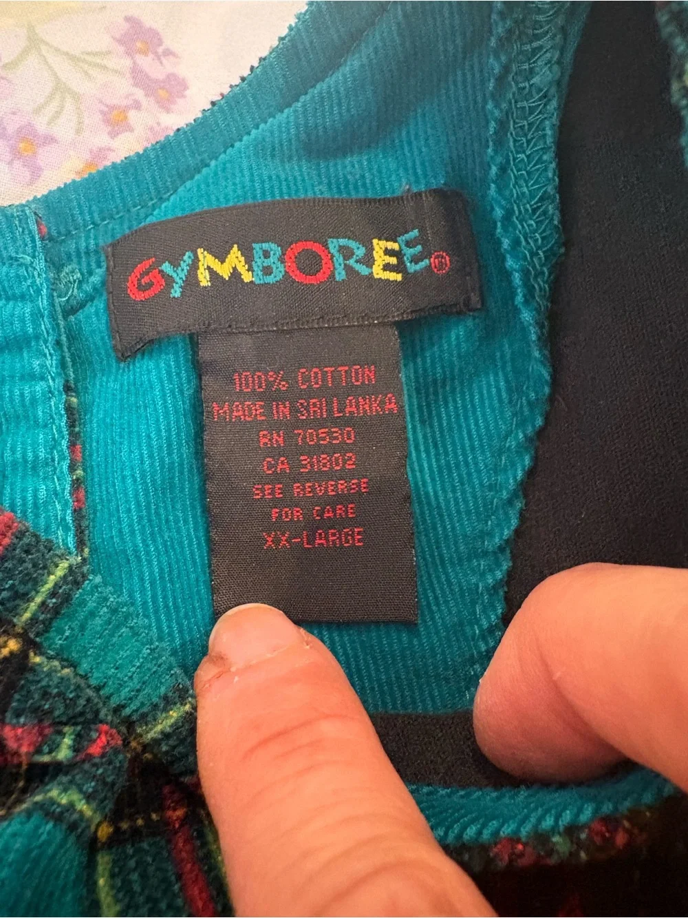 Gymboree Vtg ‘90s Girls 2-piece Outfit Green Plaid Corduroy Dress & Top XXL READ